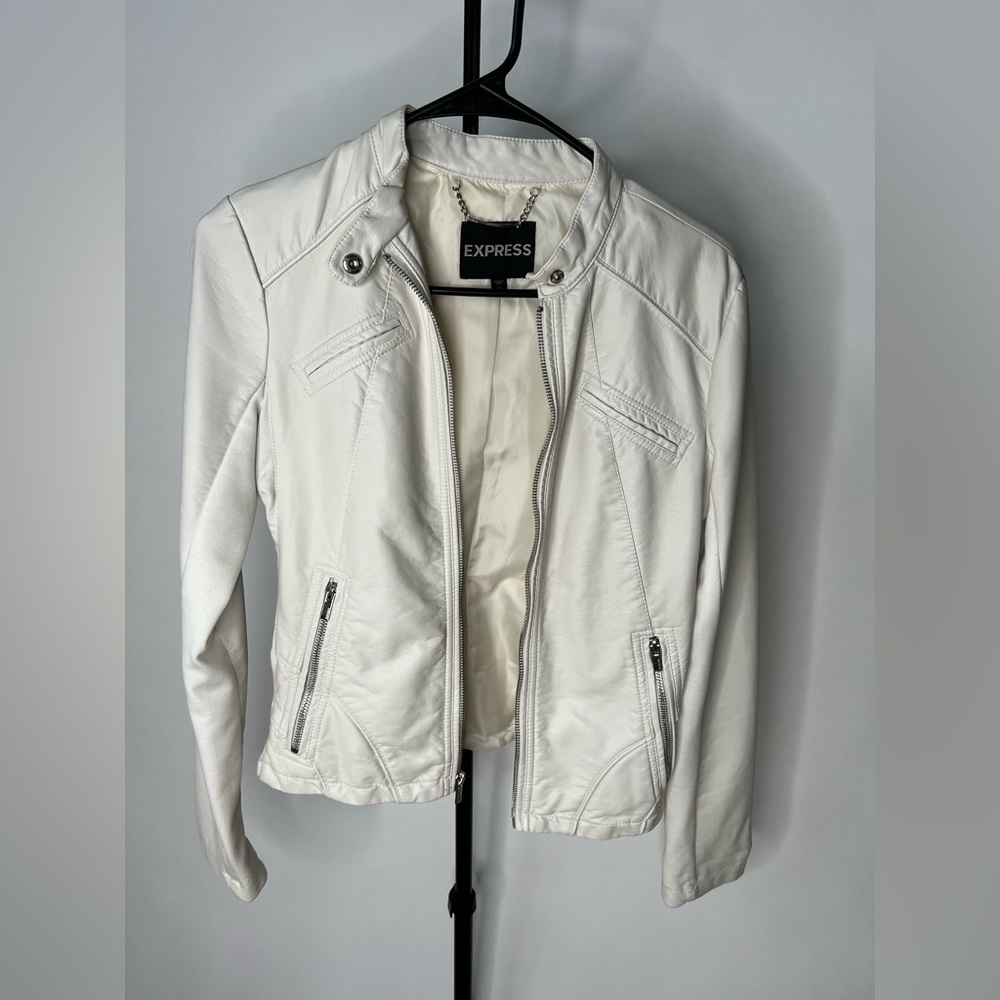 White faux leather jacket